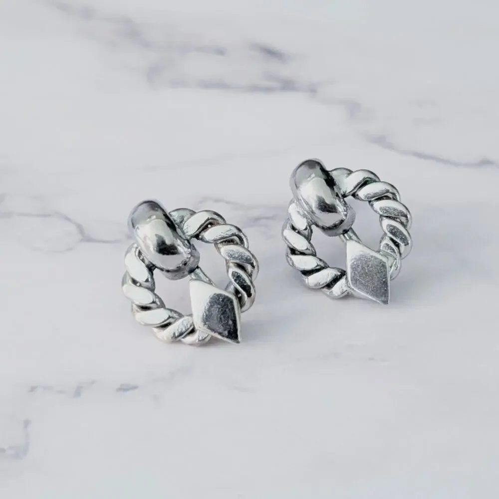 Vintage Screw On Earrings Silver Tone - Small Mark